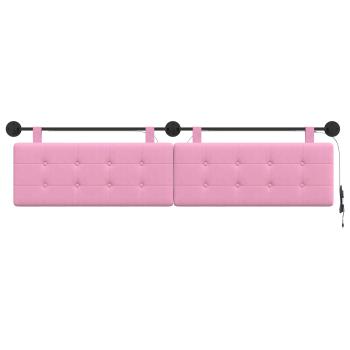 Hängendes Kopfteil Mit LED Licht Rosa Stoff