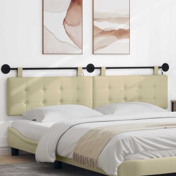 ARDEBO.de - Hängendes Kopfteil Mit LED Licht Creme Kunstleder