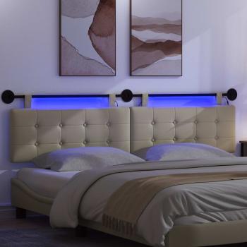 Hängendes Kopfteil Mit LED Licht Creme Kunstleder