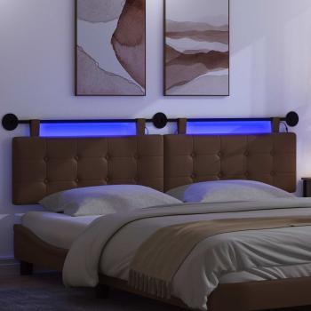 Hängendes Kopfteil Mit LED Licht Braun Kunstleder