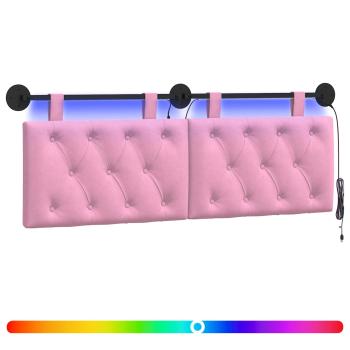Hängendes Kopfteil Mit LED Licht Rosa Stoff