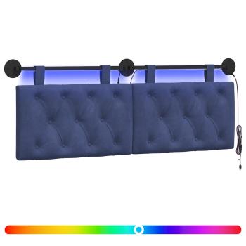 Hängendes Kopfteil Mit LED Licht Polizeiblau Samt