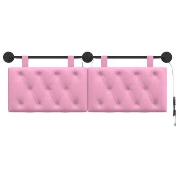Hängendes Kopfteil Mit LED Licht Rosa Stoff