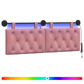 Hängendes Kopfteil Mit LED Licht Rosa Samt