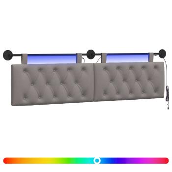 Hängendes Kopfteil Mit LED Licht Taupe Stoff
