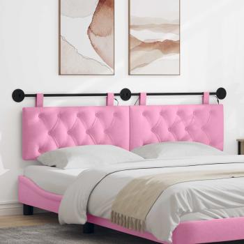 ARDEBO.de - Hängendes Kopfteil Mit LED Licht Rosa Stoff