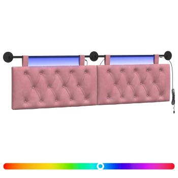 Hängendes Kopfteil Mit LED Licht Rosa Samt