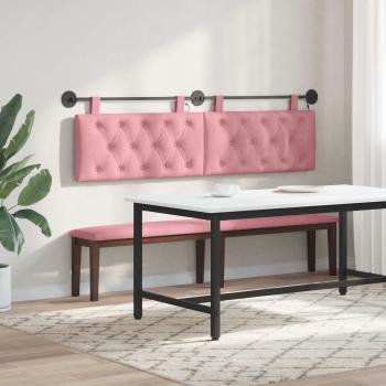 Hängendes Kopfteil Mit LED Licht Rosa Samt