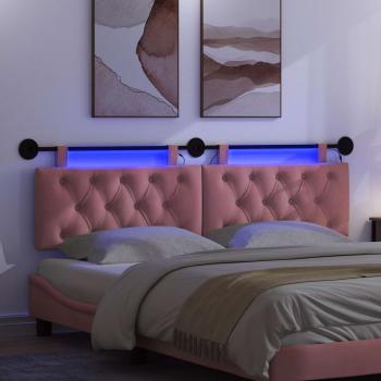 Hängendes Kopfteil Mit LED Licht Rosa Samt