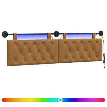 Hängendes Kopfteil Mit LED Licht Braun Samt