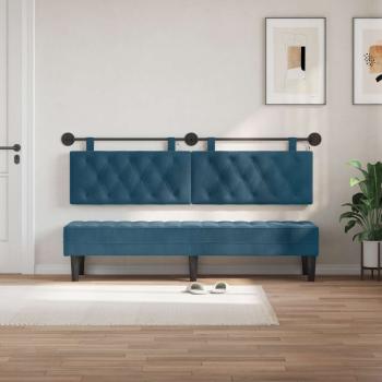 Hängendes Kopfteil Mit LED Licht Blau Samt