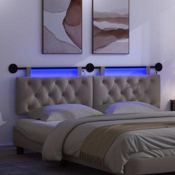 Hängendes Kopfteil Mit LED Licht Taupe Stoff