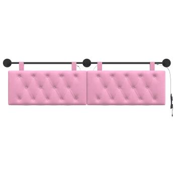 Hängendes Kopfteil Mit LED Licht Rosa Stoff