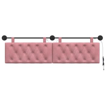 Hängendes Kopfteil Mit LED Licht Rosa Samt