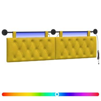 Hängendes Kopfteil Mit LED Licht Gelb Samt