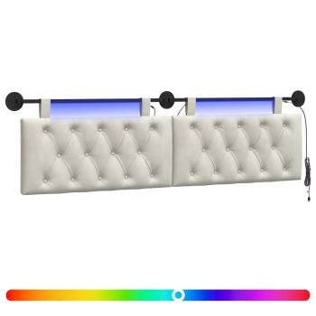 Hängendes Kopfteil Mit LED Licht Creme Samt