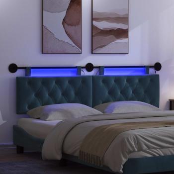 Hängendes Kopfteil Mit LED Licht Blau Samt