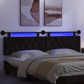 Hängendes Kopfteil Mit LED Licht Schwarz Stoff