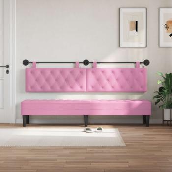 Hängendes Kopfteil Mit LED Licht Rosa Stoff