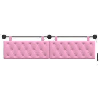 Hängendes Kopfteil Mit LED Licht Rosa Stoff