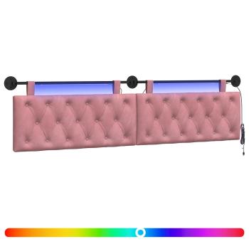 Hängendes Kopfteil Mit LED Licht Rosa Samt