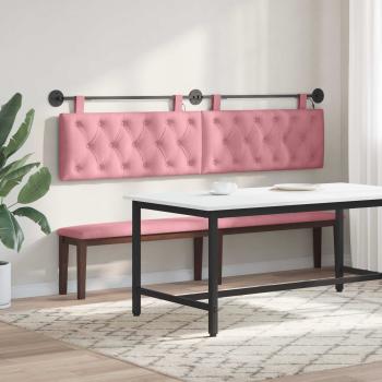 Hängendes Kopfteil Mit LED Licht Rosa Samt