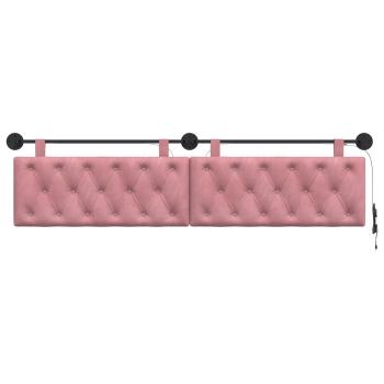 Hängendes Kopfteil Mit LED Licht Rosa Samt