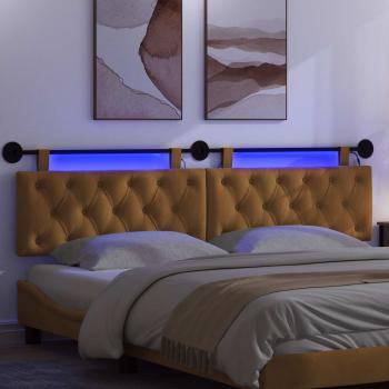 Hängendes Kopfteil Mit LED Licht Braun Samt