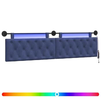 Hängendes Kopfteil Mit LED Licht Polizeiblau Samt