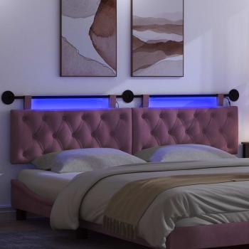 Hängendes Kopfteil Mit LED Licht Lila Samt