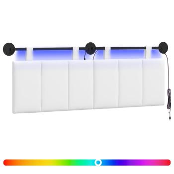 Hängendes Kopfteil Mit LED Licht Weiß Stoff