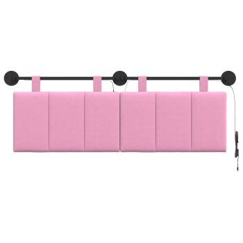 Hängendes Kopfteil Mit LED Licht Rosa Stoff