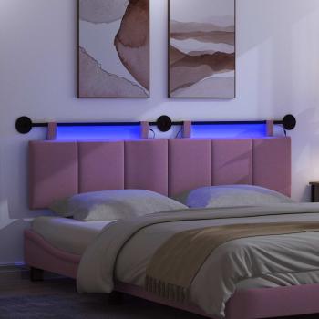 Hängendes Kopfteil Mit LED Licht Rosa Stoff