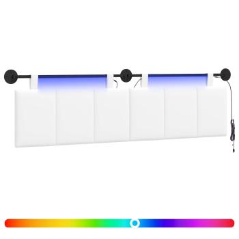 Hängendes Kopfteil Mit LED Licht Weiß Stoff