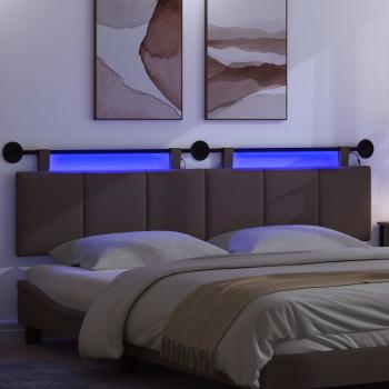 Hängendes Kopfteil Mit LED Licht Dunkelbraun Stoff