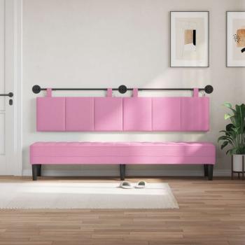 Hängendes Kopfteil Mit LED Licht Rosa Stoff