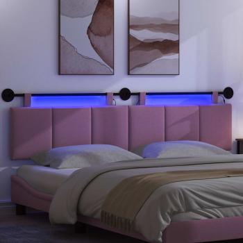 Hängendes Kopfteil Mit LED Licht Rosa Stoff
