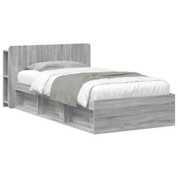 Bettgestell mit Stauraum Grau Sonoma 75 x 190 cm Holzwerkstoff