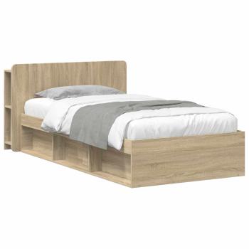 Bettgestell mit Stauraum Sonoma-Eiche 75 x 190 cm Holzwerkstoff