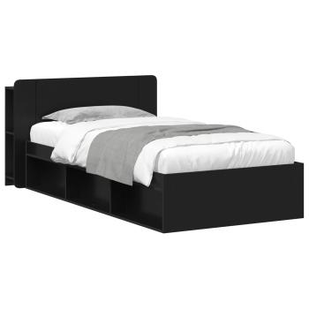 Bettgestell mit Stauraum Schwarz 90 x 190 cm Holzwerkstoff