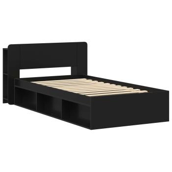 Bettgestell mit Stauraum Schwarz 90 x 190 cm Holzwerkstoff
