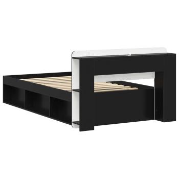 Bettgestell mit Stauraum Schwarz 90 x 190 cm Holzwerkstoff