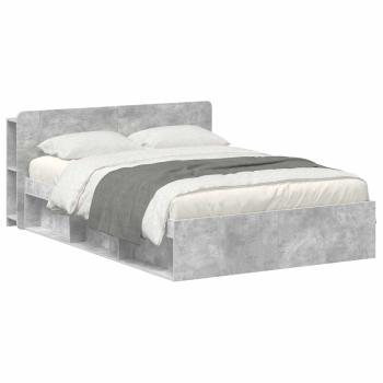 Bettgestell mit Stauraum Betongrau 140 x 190 cm Holzwerkstoff