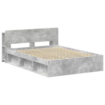 Bettgestell mit Stauraum Betongrau 140 x 190 cm Holzwerkstoff