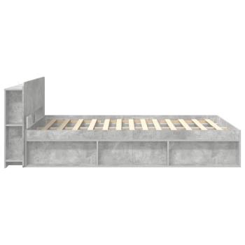 Bettgestell mit Stauraum Betongrau 140 x 190 cm Holzwerkstoff