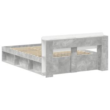 Bettgestell mit Stauraum Betongrau 140 x 190 cm Holzwerkstoff