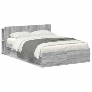 Bettgestell mit Stauraum Grau Sonoma 140 x 200 cm Holzwerkstoff