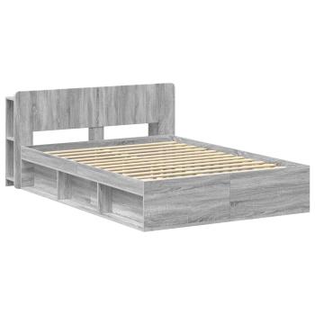 Bettgestell mit Stauraum Grau Sonoma 160 x 200 cm Holzwerkstoff