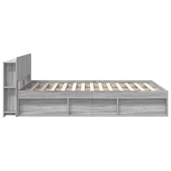 Bettgestell mit Stauraum Grau Sonoma 160 x 200 cm Holzwerkstoff
