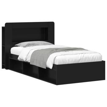 Bettgestell mit Stauraum Schwarz 90 x 190 cm Holzwerkstoff
